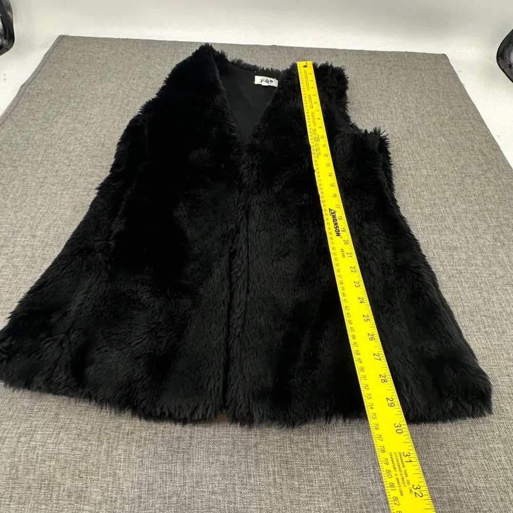 Jolt Faux Fur Vest Black‎ Small Polyester Open Vest Jacket Fuzzy Plush Top
